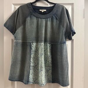 Indigo Thread Co Paisley Short Sleeve Shirt Size Medium